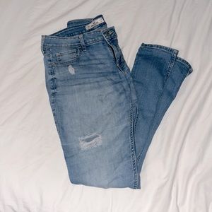 Hollister: light wash skinny jeans with holes